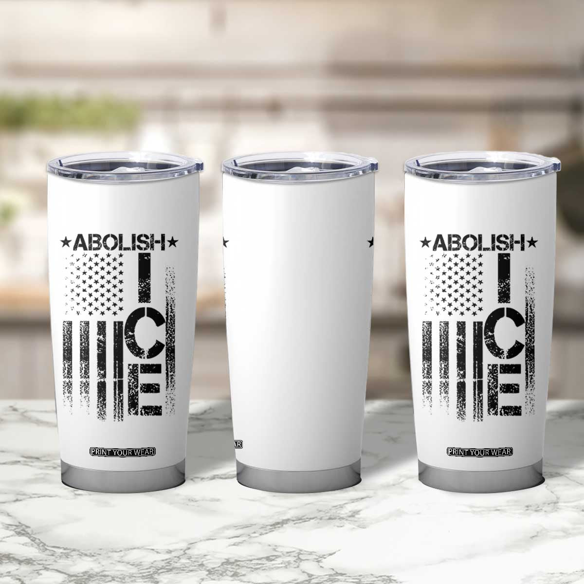 Abolish ICE Tumbler Cup Vintage American Flag TS10 Print Your Wear