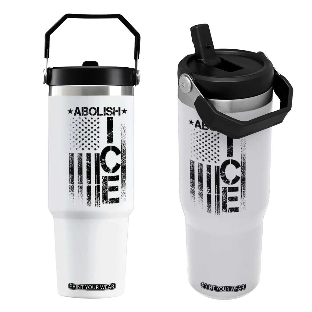 Abolish ICE Flip Straw Tumbler Vintage American Flag TS10 One Size: 30 oz White Print Your Wear