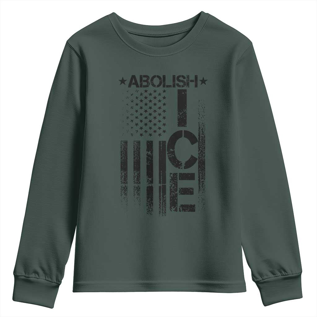 Abolish ICE Youth Sweatshirt Vintage American Flag TS10 Dark Forest Green Print Your Wear