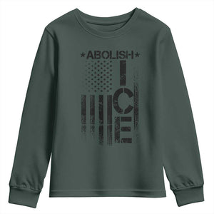 Abolish ICE Youth Sweatshirt Vintage American Flag TS10 Dark Forest Green Print Your Wear