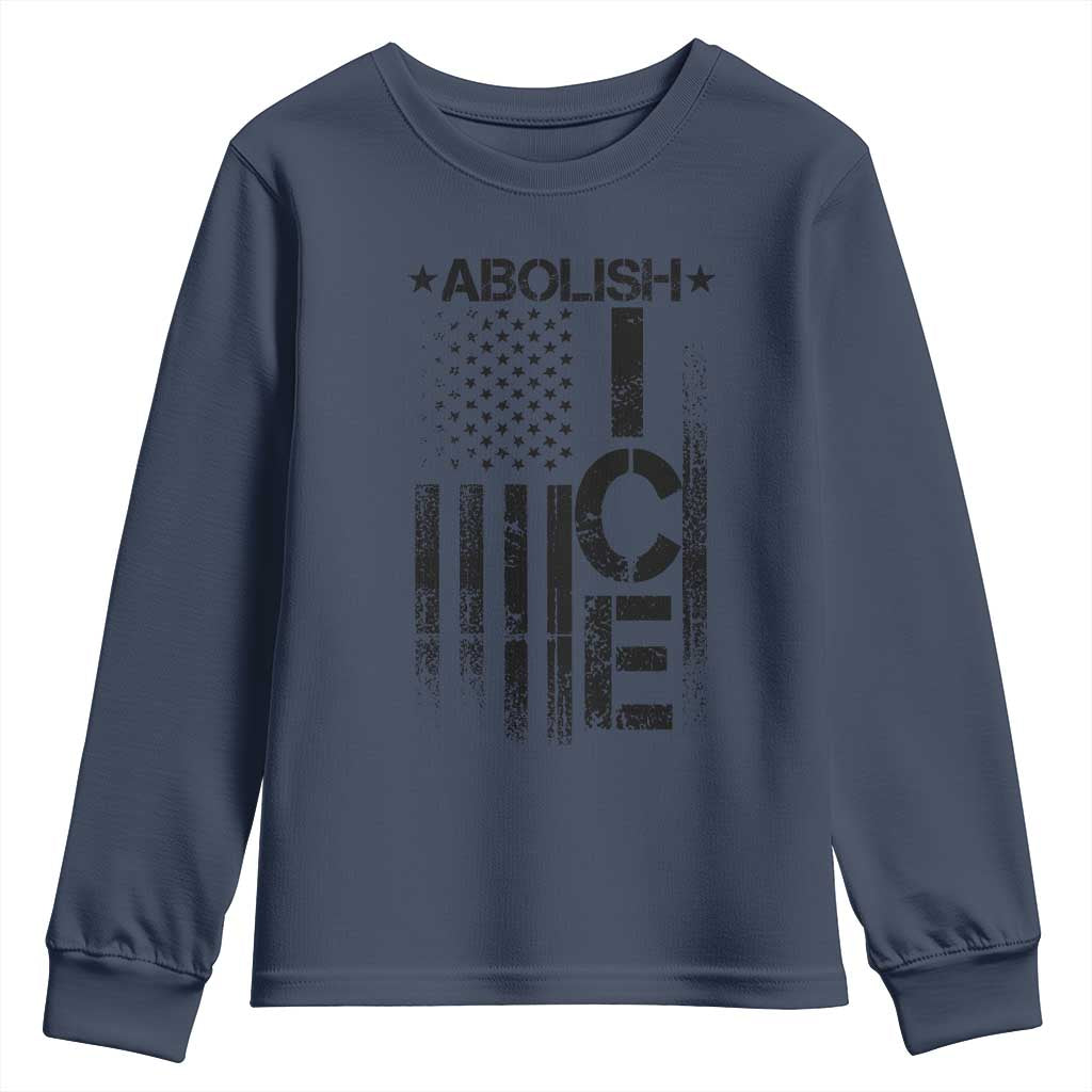 Abolish ICE Youth Sweatshirt Vintage American Flag TS10 Navy Print Your Wear