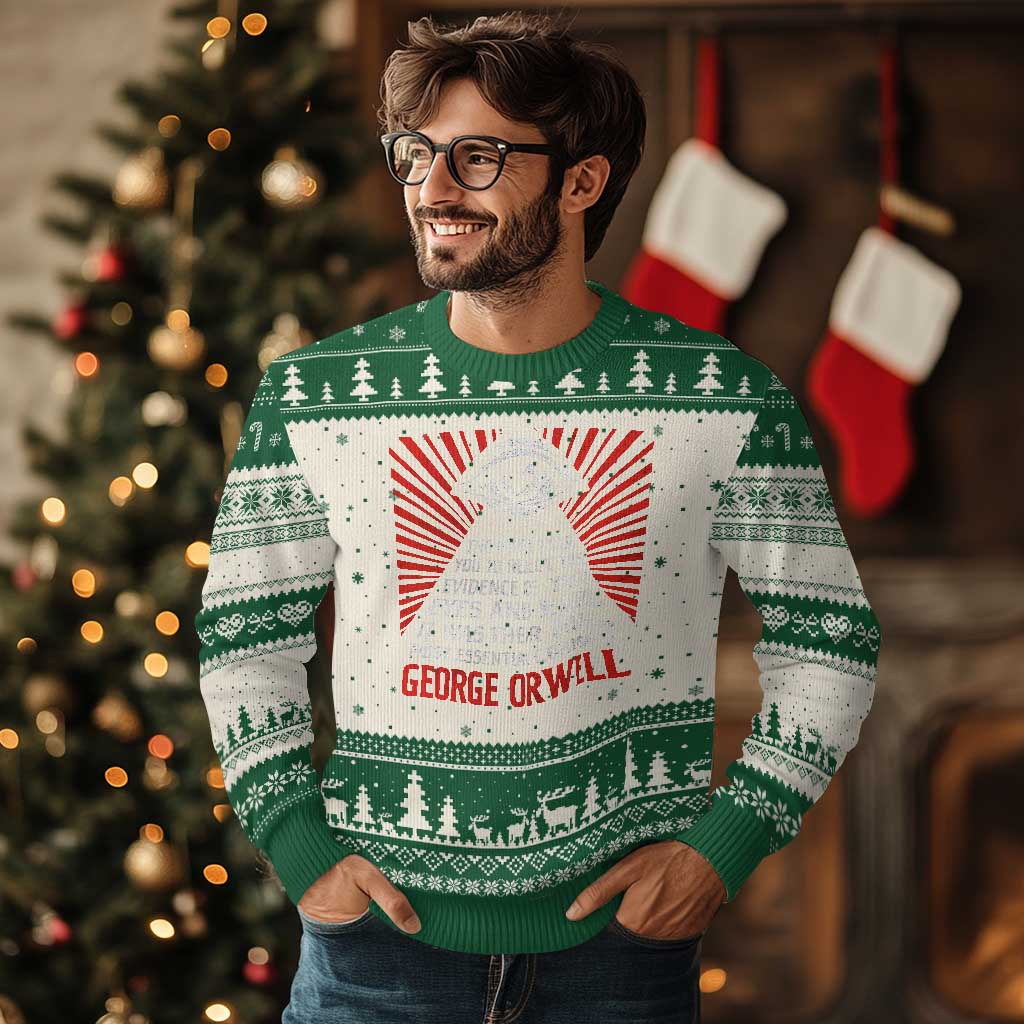 The Party Told You To Reject The Evidence Of Your Eyes Ugly Christmas Sweater Protest Inequality George Orwell TS10 Beige Green Print Your Wear