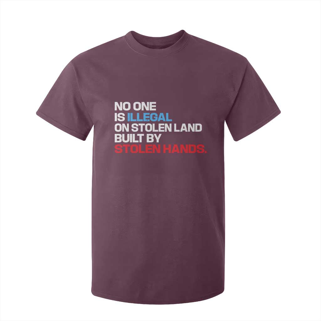 No One Is Illegal On Stolen Land T Shirt For Kid Built by Stolen Hands TS10 Maroon Print Your Wear