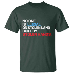 No One Is Illegal On Stolen Land T Shirt Built by Stolen Hands TS10 Dark Forest Green Print Your Wear