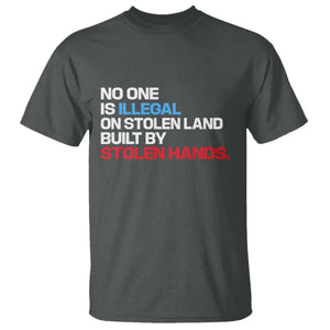 No One Is Illegal On Stolen Land T Shirt Built by Stolen Hands TS10 Dark Heather Print Your Wear