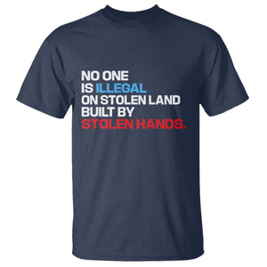 No One Is Illegal On Stolen Land T Shirt Built by Stolen Hands TS10 Navy Print Your Wear