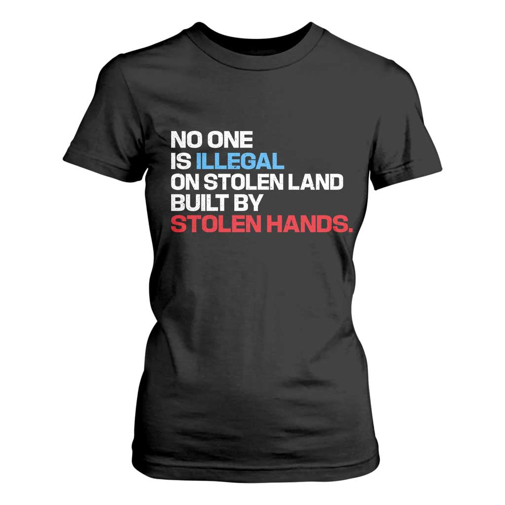 No One Is Illegal On Stolen Land T Shirt For Women Built by Stolen Hands TS10 Black Print Your Wear