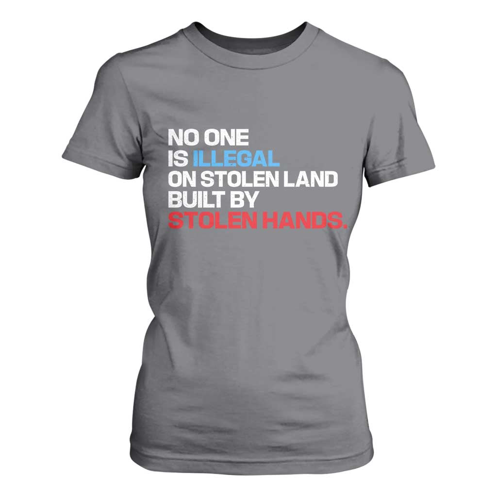 No One Is Illegal On Stolen Land T Shirt For Women Built by Stolen Hands TS10 Charcoal Print Your Wear