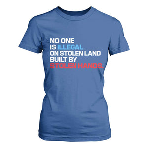 No One Is Illegal On Stolen Land T Shirt For Women Built by Stolen Hands TS10 Royal Blue Print Your Wear