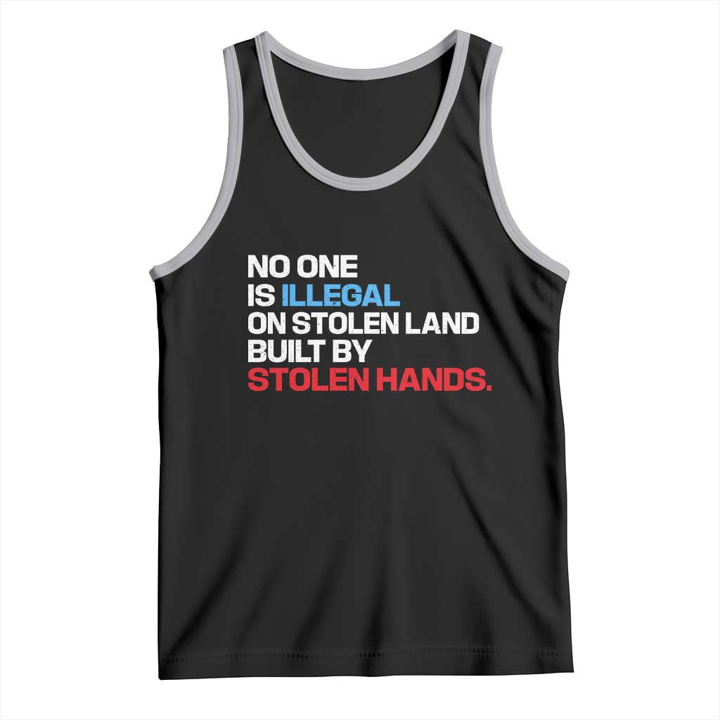 No One Is Illegal On Stolen Land Tank Top Built by Stolen Hands TS10 Black Athletic Heather Print Your Wear