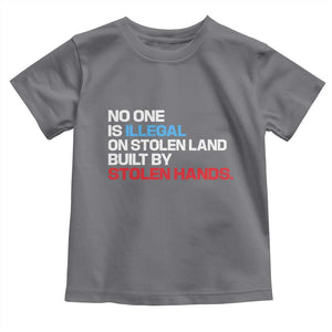 No One Is Illegal On Stolen Land Toddler T Shirt Built by Stolen Hands TS10 Charcoal Print Your Wear