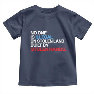 No One Is Illegal On Stolen Land Toddler T Shirt Built by Stolen Hands TS10 Navy Print Your Wear