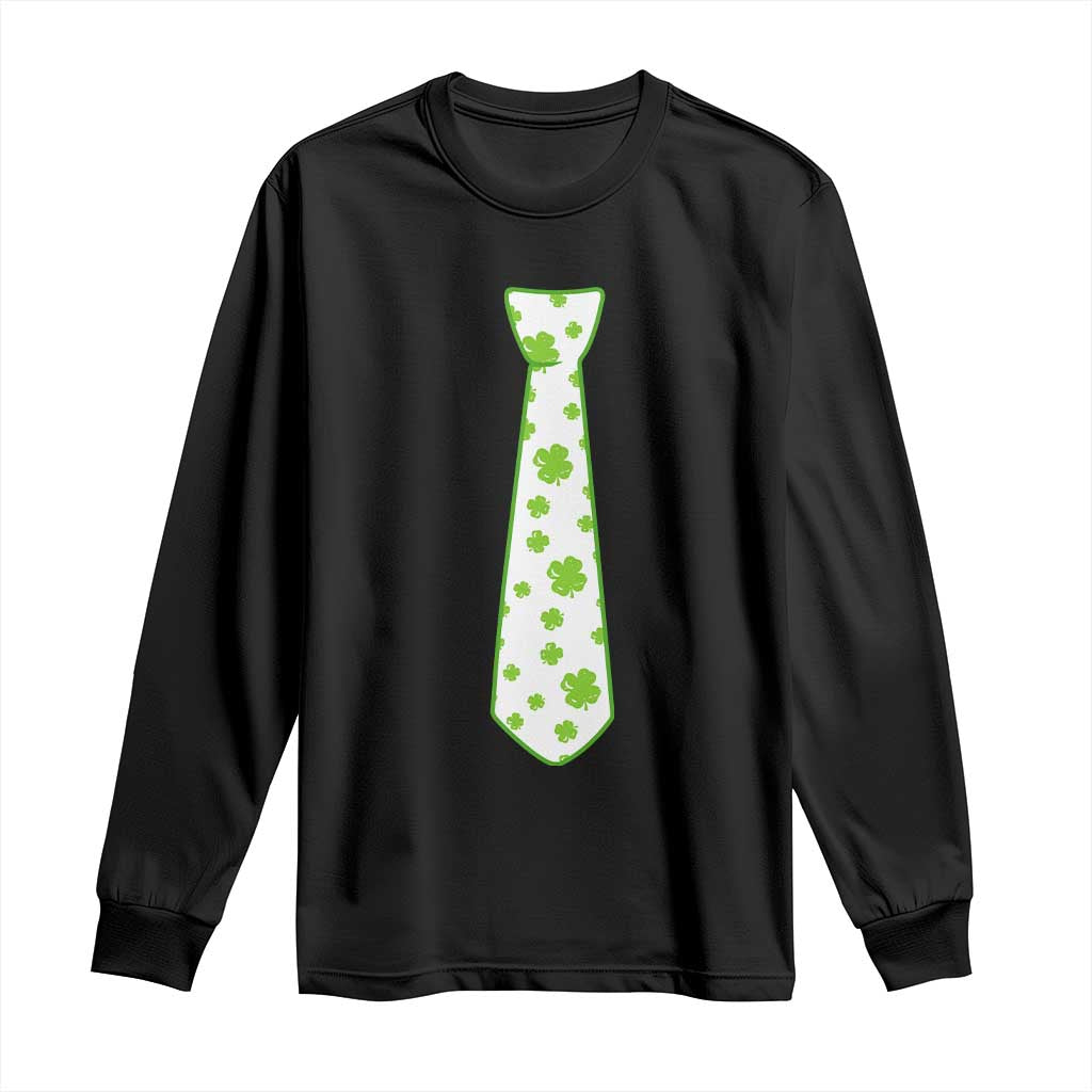 Shamrocks Tie Long Sleeve Shirt Kids St Patricks Day Costume Party Humor TS10 Black Print Your Wear