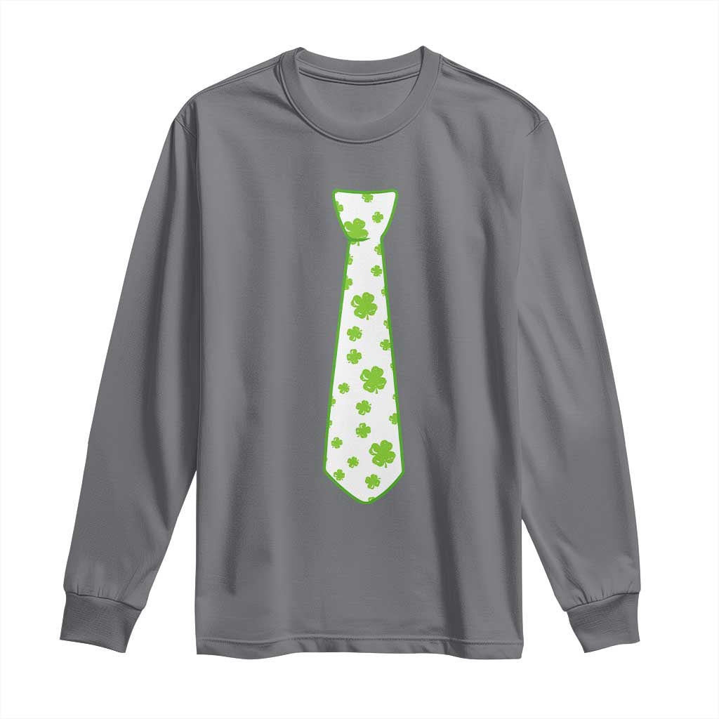 Shamrocks Tie Long Sleeve Shirt Kids St Patricks Day Costume Party Humor TS10 Charcoal Print Your Wear