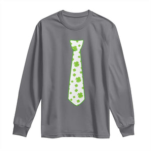 Shamrocks Tie Long Sleeve Shirt Kids St Patricks Day Costume Party Humor TS10 Charcoal Print Your Wear