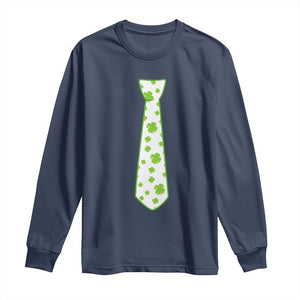 Shamrocks Tie Long Sleeve Shirt Kids St Patricks Day Costume Party Humor TS10 Navy Print Your Wear
