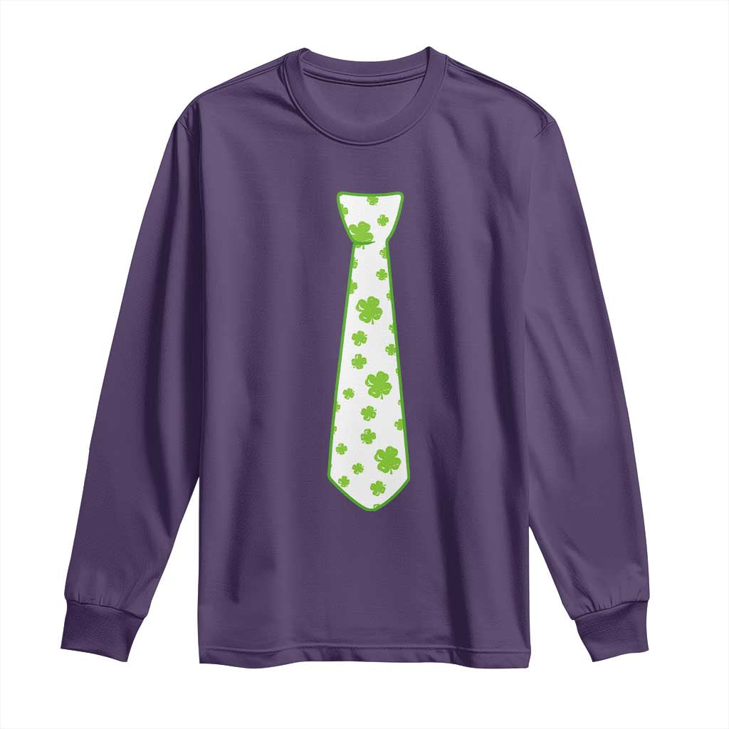 Shamrocks Tie Long Sleeve Shirt Kids St Patricks Day Costume Party Humor TS10 Purple Print Your Wear
