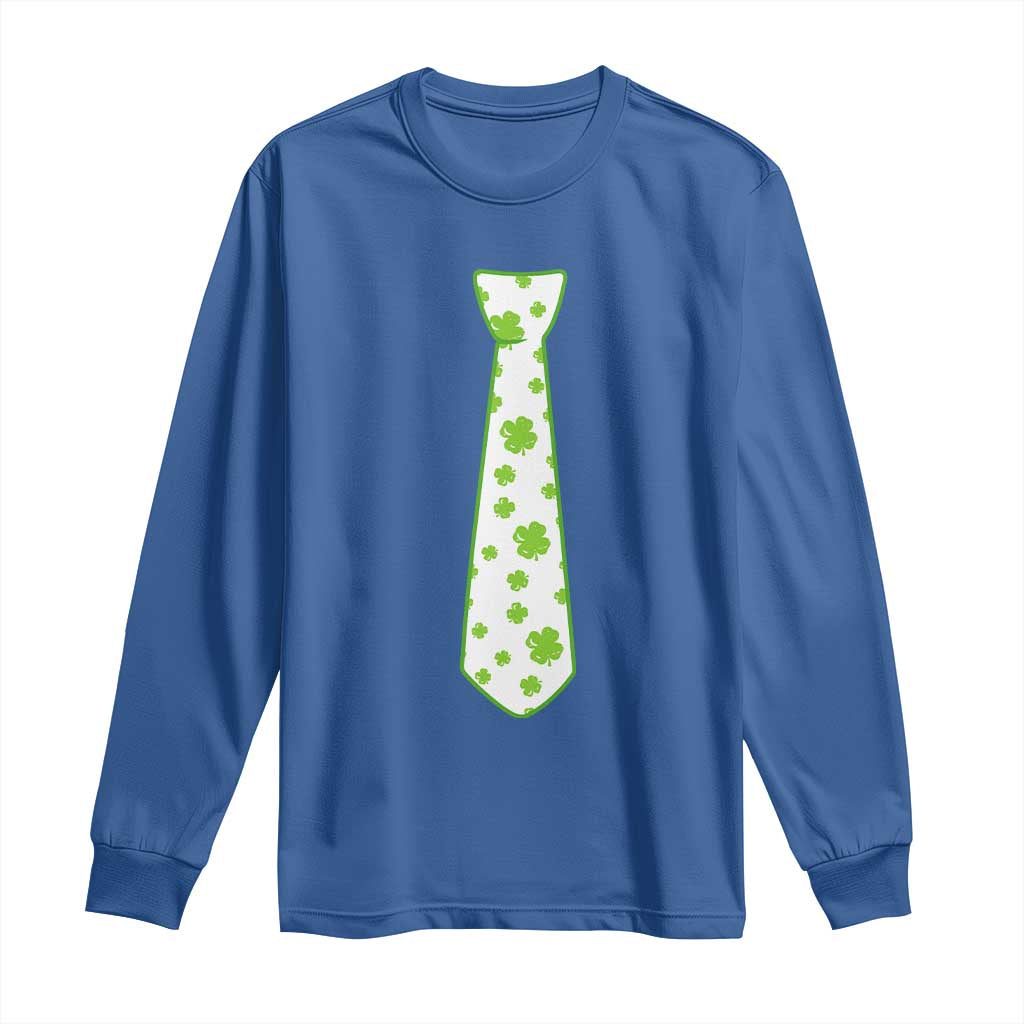 Shamrocks Tie Long Sleeve Shirt Kids St Patricks Day Costume Party Humor TS10 Royal Blue Print Your Wear