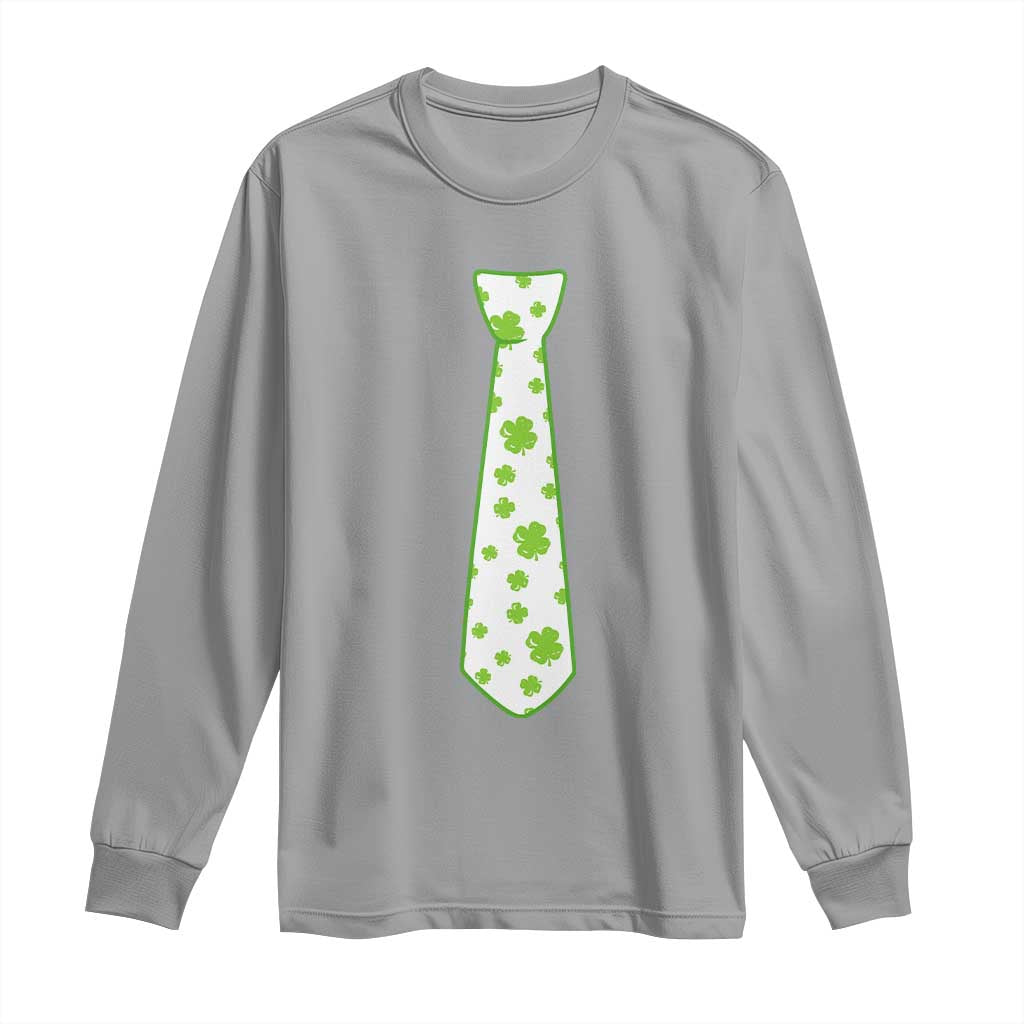 Shamrocks Tie Long Sleeve Shirt Kids St Patricks Day Costume Party Humor TS10 Sport Gray Print Your Wear