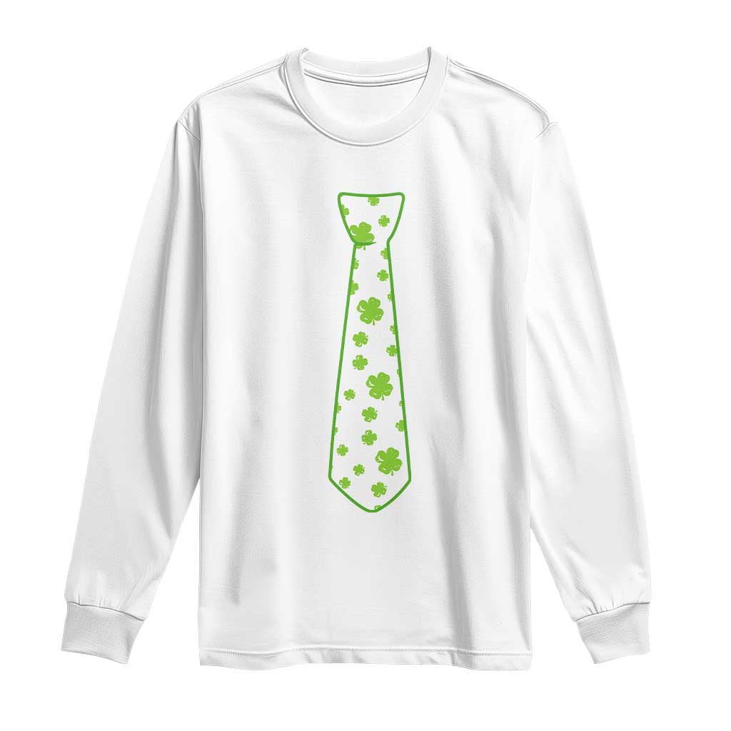 Shamrocks Tie Long Sleeve Shirt Kids St Patricks Day Costume Party Humor TS10 White Print Your Wear