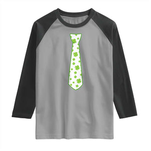 Shamrocks Tie Raglan Shirt Kids St Patricks Day Costume Party Humor TS10 Sport Gray Black Print Your Wear