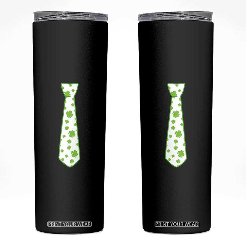 Shamrocks Tie Skinny Tumbler Kids St Patricks Day Costume Party Humor TS10 Black Print Your Wear