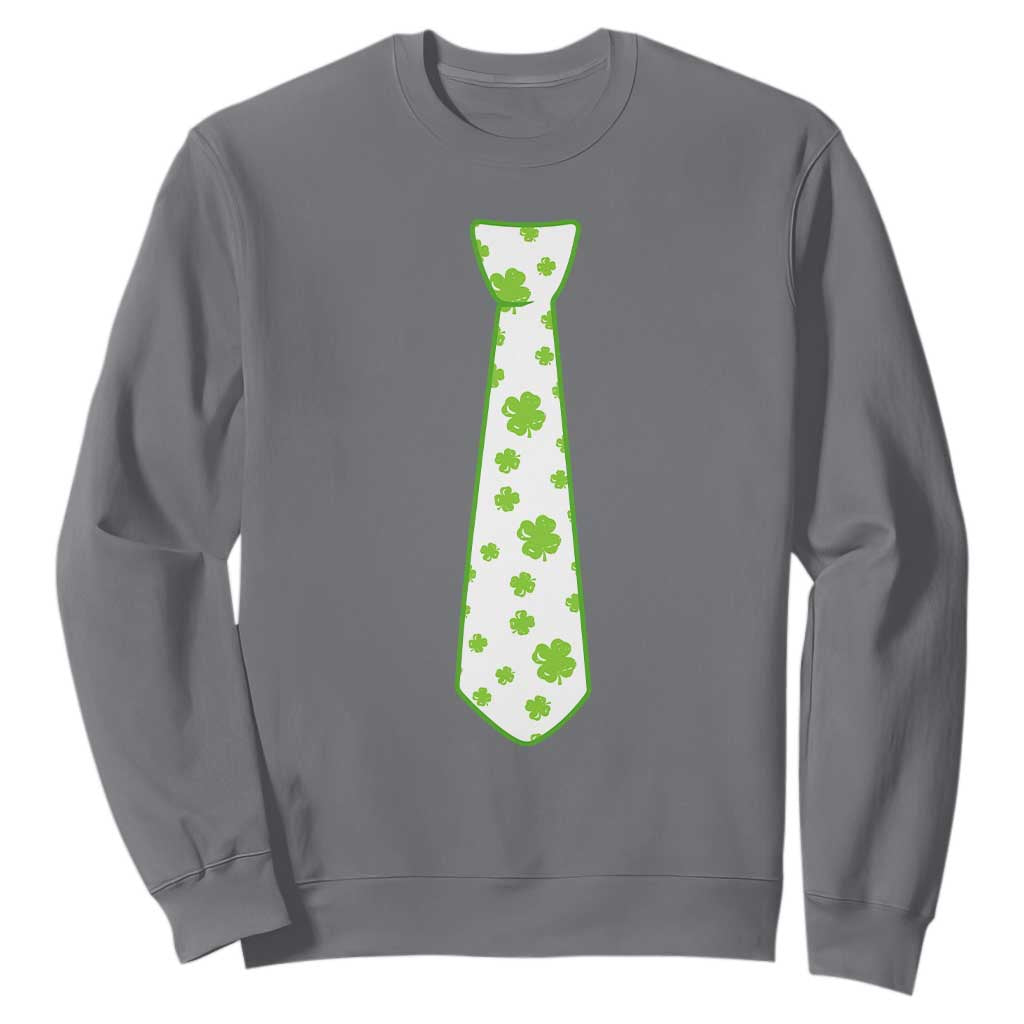 Shamrocks Tie Sweatshirt Kids St Patricks Day Costume Party Humor TS10 Charcoal Print Your Wear