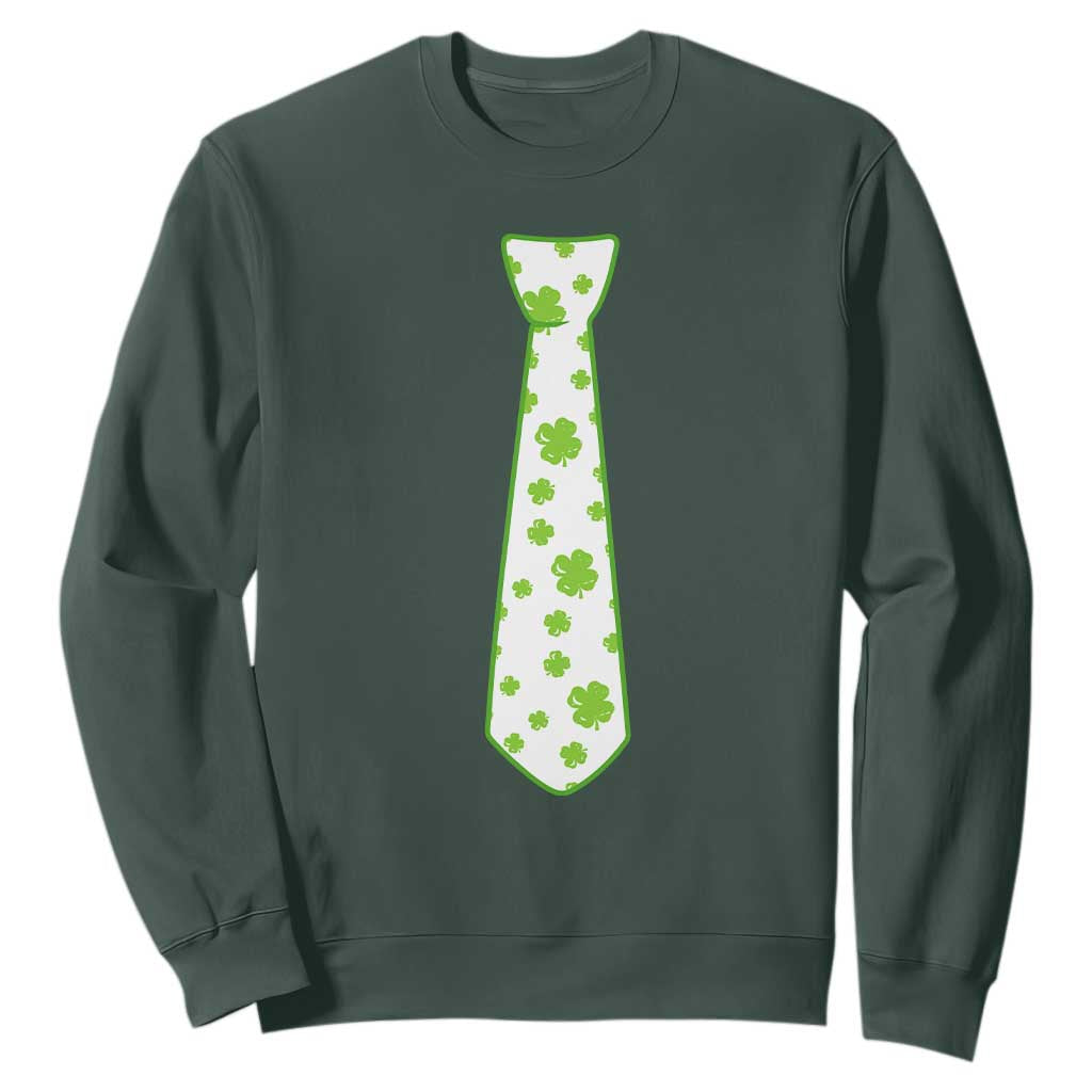 Shamrocks Tie Sweatshirt Kids St Patricks Day Costume Party Humor TS10 Dark Forest Green Print Your Wear