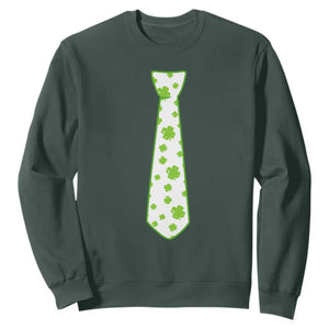 Shamrocks Tie Sweatshirt Kids St Patricks Day Costume Party Humor TS10 Dark Forest Green Print Your Wear