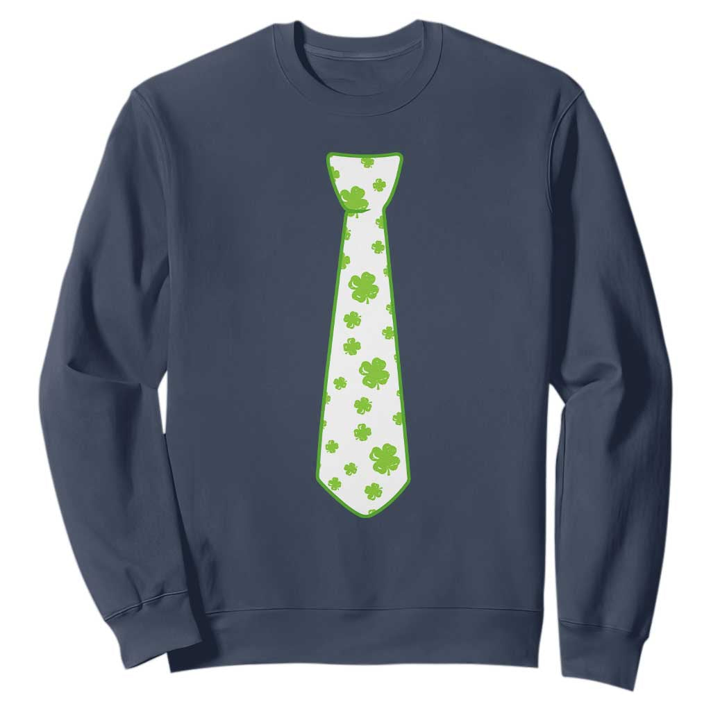 Shamrocks Tie Sweatshirt Kids St Patricks Day Costume Party Humor TS10 Navy Print Your Wear