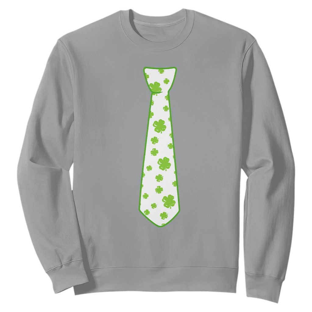 Shamrocks Tie Sweatshirt Kids St Patricks Day Costume Party Humor TS10 Sport Gray Print Your Wear