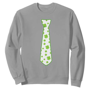 Shamrocks Tie Sweatshirt Kids St Patricks Day Costume Party Humor TS10 Sport Gray Print Your Wear