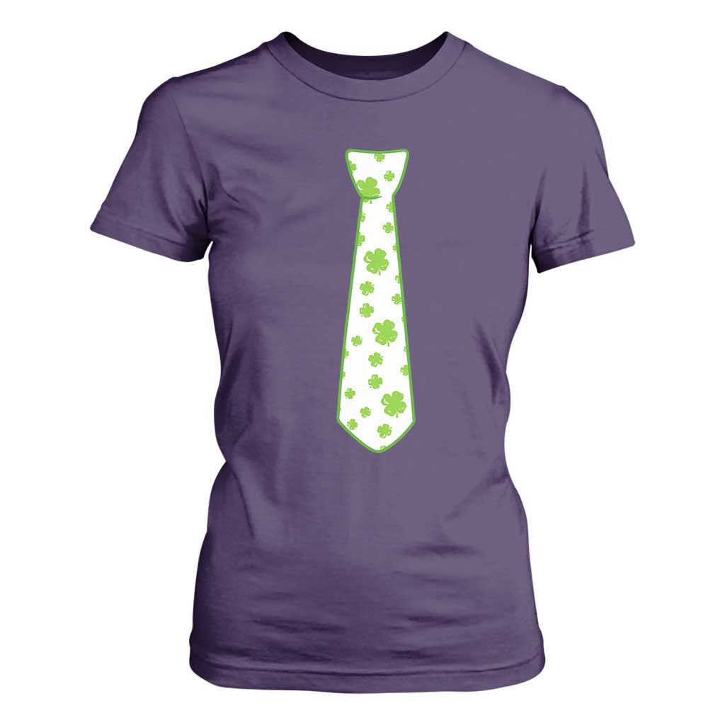 Shamrocks Tie T Shirt For Women Kids St Patricks Day Costume Party Humor TS10 Purple Print Your Wear