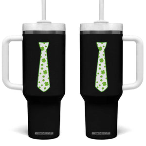 Shamrocks Tie Tumbler With Handle Kids St Patricks Day Costume Party Humor TS10 One Size: 40 oz Black Print Your Wear