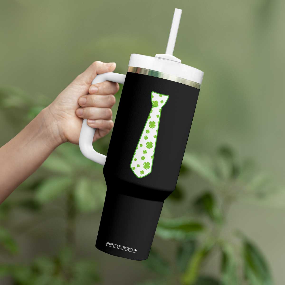 Shamrocks Tie Tumbler With Handle Kids St Patricks Day Costume Party Humor TS10 Print Your Wear