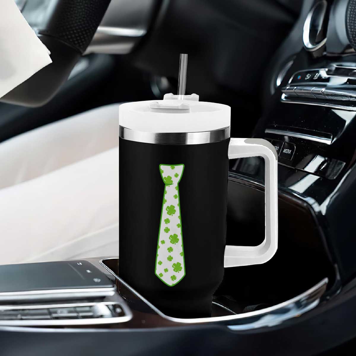 Shamrocks Tie Tumbler With Handle Kids St Patricks Day Costume Party Humor TS10 Print Your Wear