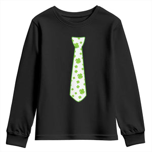 Shamrocks Tie Youth Sweatshirt Kids St Patricks Day Costume Party Humor TS10 Black Print Your Wear
