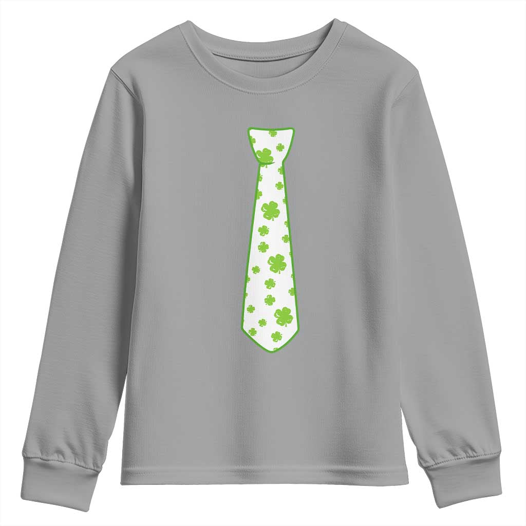 Shamrocks Tie Youth Sweatshirt Kids St Patricks Day Costume Party Humor TS10 Sport Gray Print Your Wear