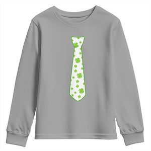 Shamrocks Tie Youth Sweatshirt Kids St Patricks Day Costume Party Humor TS10 Sport Gray Print Your Wear