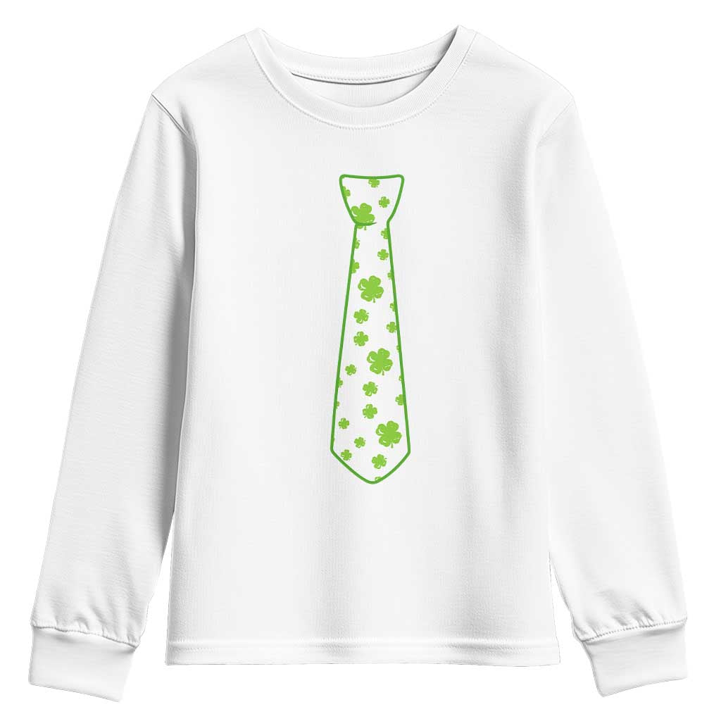 Shamrocks Tie Youth Sweatshirt Kids St Patricks Day Costume Party Humor TS10 White Print Your Wear