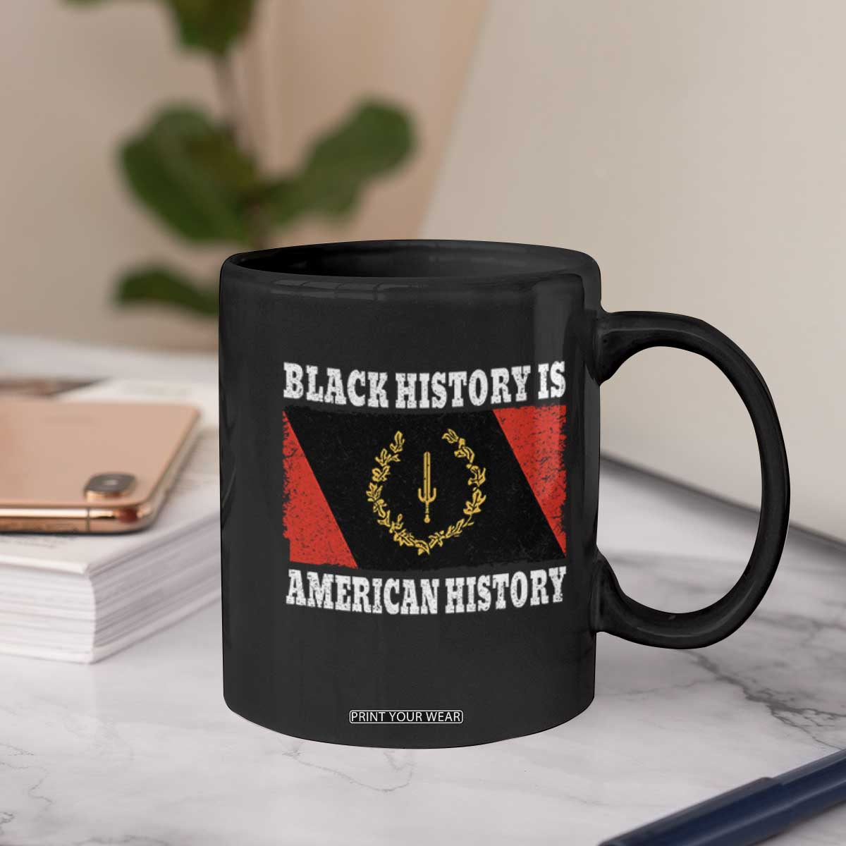 Black History Is American History Coffee Mug Afro African Black American Heritage Flag TS10 Print Your Wear