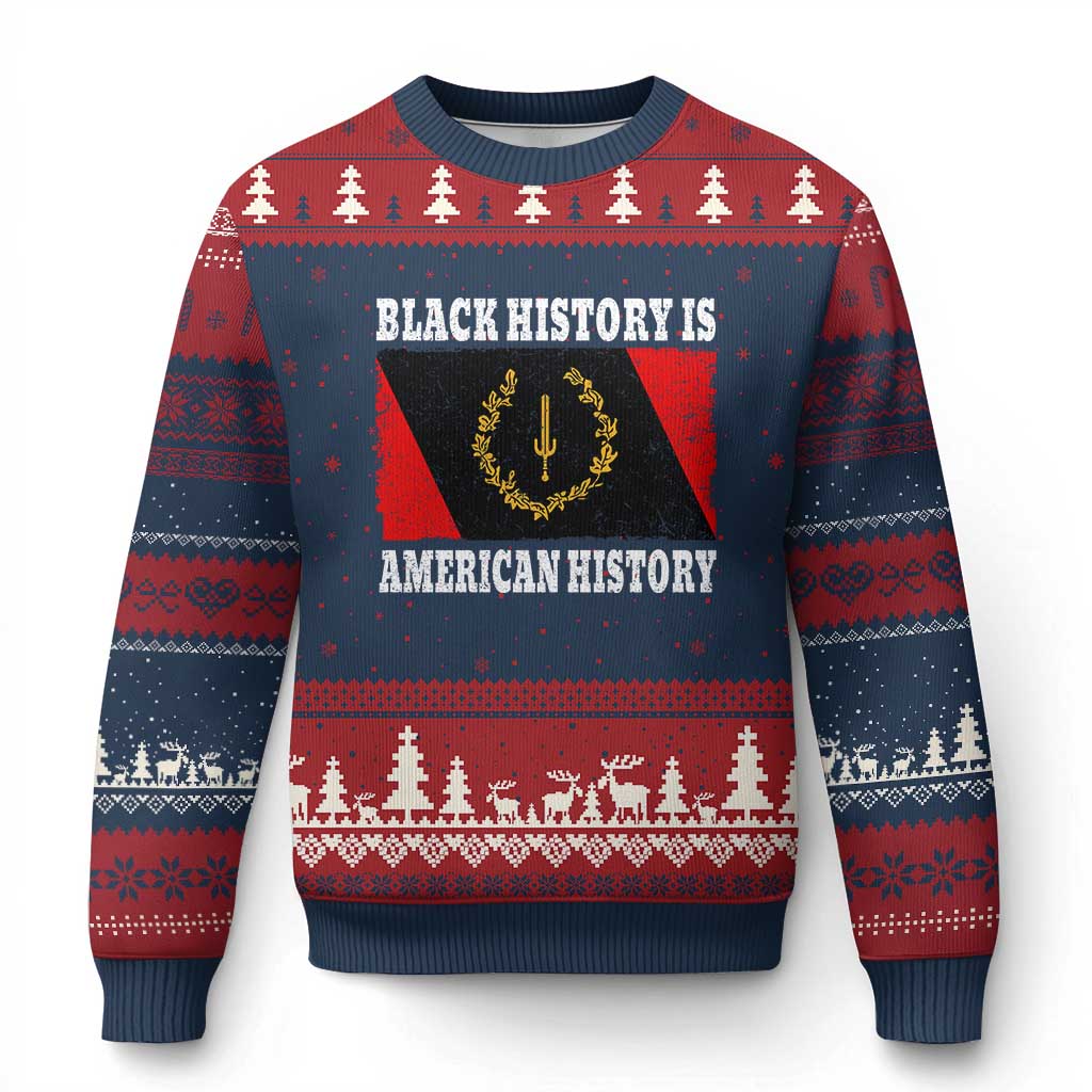 Black History Is American History Ugly Christmas Sweater Afro African Black American Heritage Flag TS10 Navy Red Print Your Wear