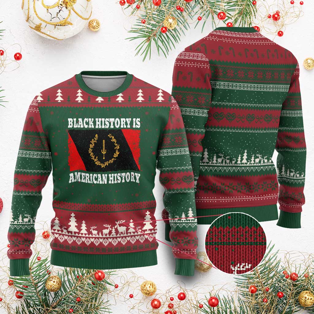 Black History Is American History Ugly Christmas Sweater Afro African Black American Heritage Flag TS10 Red Green Print Your Wear