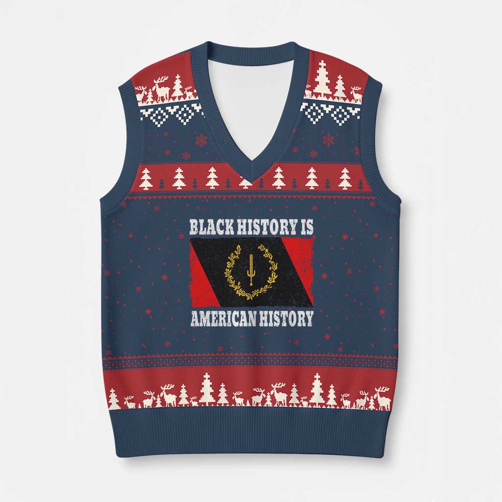 Black History Is American History V-Neck Knit Sweater Vest Afro African Black American Heritage Flag TS10 Navy Red Print Your Wear