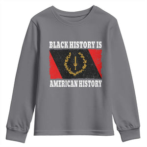 Black History Is American History Youth Sweatshirt Afro African Black American Heritage Flag TS10 Charcoal Print Your Wear