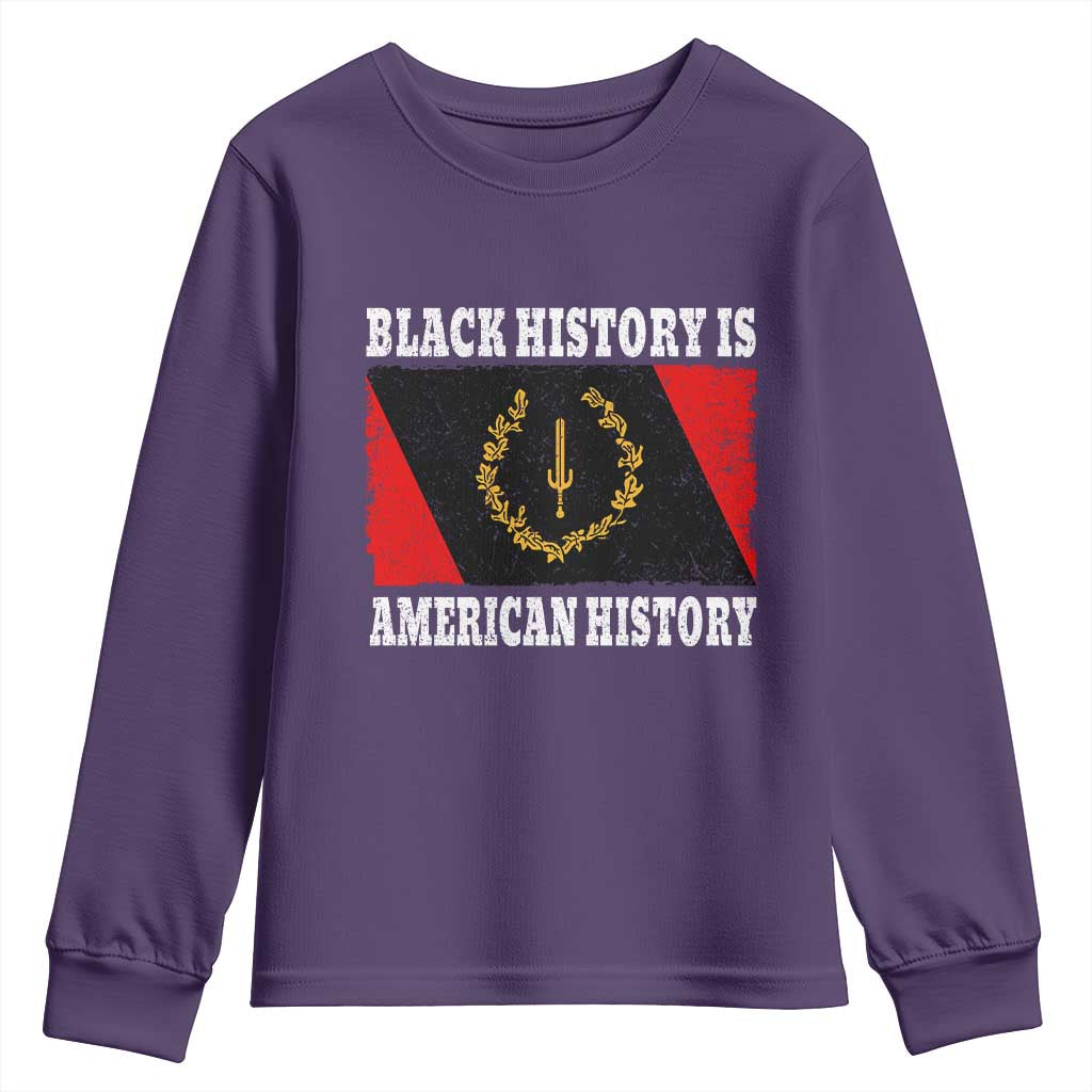 Black History Is American History Youth Sweatshirt Afro African Black American Heritage Flag TS10 Purple Print Your Wear