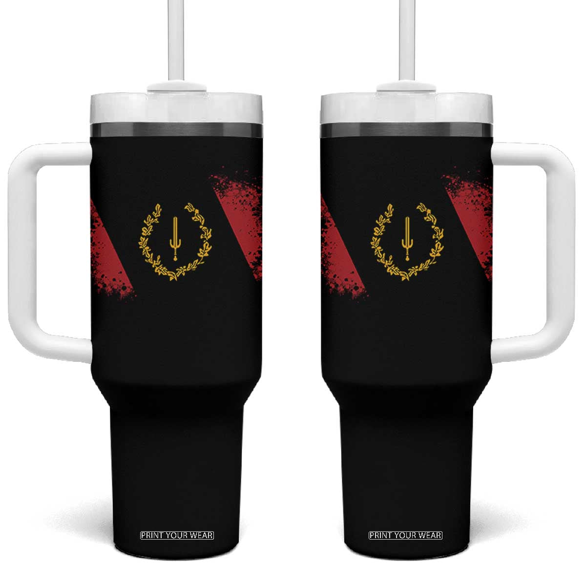 Black American Heritage Flag Tumbler With Handle Vintage Watercolor Afro African Black History Month TS10 One Size: 40 oz Black Print Your Wear