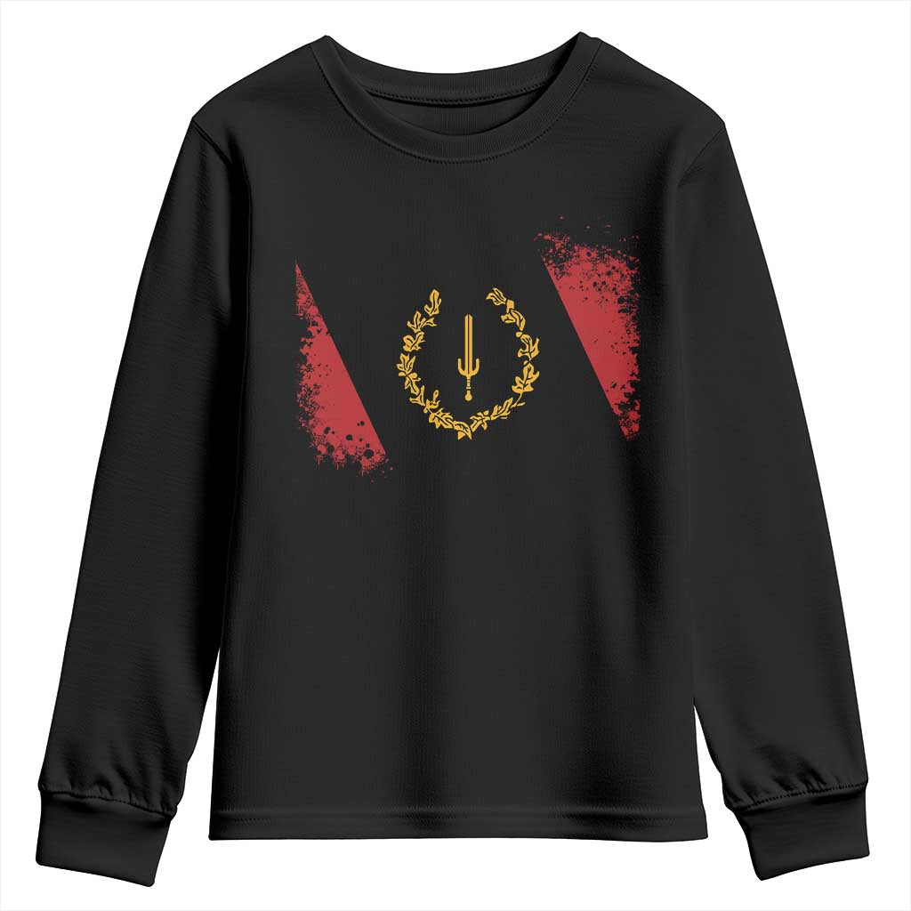 Black American Heritage Flag Youth Sweatshirt Vintage Watercolor Afro African Black History Month TS10 Black Print Your Wear