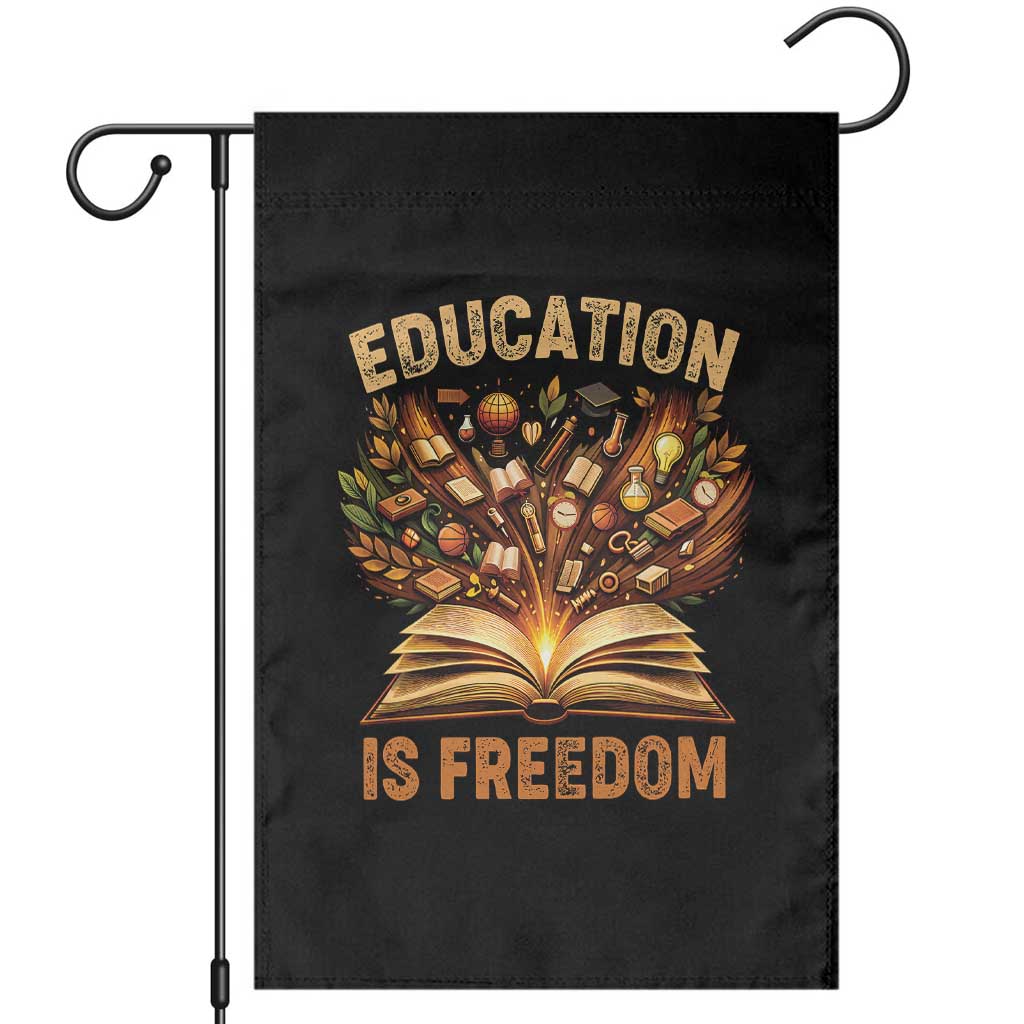Black History Education Is Freedom Garden Flag Retro Books Afro African American Heritage TS10 Black Print Your Wear