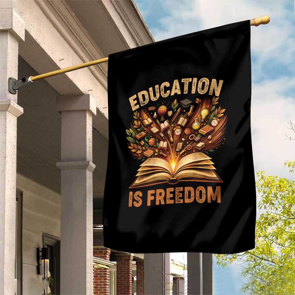 Black History Education Is Freedom Garden Flag Retro Books Afro African American Heritage TS10 Print Your Wear